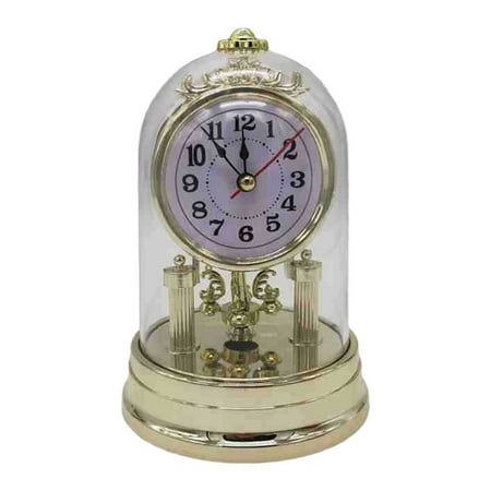 European Retro Table Clock Antique Round Quiet Alarm Clock Desk Clock with Clear Clock