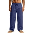 thumbnail image 5 of Blmnix Low Rise Pants for Men Travel Pants Baggy Beach Pants Palazzo Leggings Straight-Leg Blue Long Summer Pants,S, 5 of 8