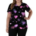 thumbnail image 5 of Valentine Day Scrub Tops for Women Love Heart Print V Neck Plus Size Nursing Uniform Medical Short Sleeve Quick Dry Scrubs with Pockets Navy 4XL, 5 of 5