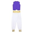 thumbnail image 4 of YEAHDOR Kids Boys Halloween Arabian Prince Cosplay Costume Outfit Carnival Theme Party Dress Up Vest with Pants Belt Set Dark Purple-A 14, 4 of 7
