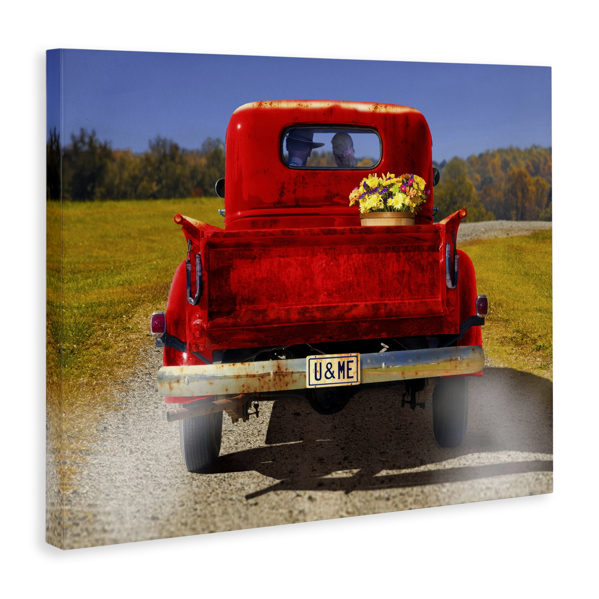 Stupell Industries Cowboy in Red Truck Transportation Painting Wrapped Canvas Art Print Wall Art, 30 x 24