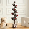 thumbnail image 2 of Arbre de Pin Artificiel Enneigé de 24 Pouces avec Baies Rouges et Base en Bois, Décoration de Table pour les Fêtes d'Hiver, Accent de Sapin de Noël Festif, 2 of 5