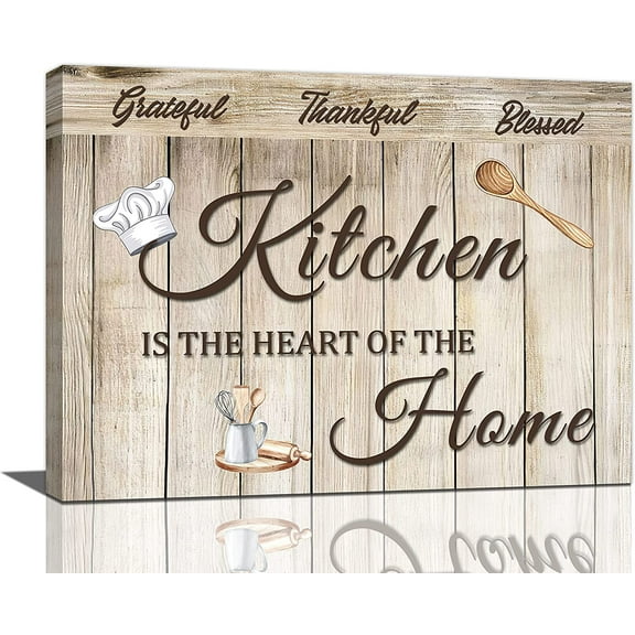 Kitchen Wall Art Farmhouse Kitchen Pictures Wall Decor Rustic kitchen Signs Thankful Grateful Blessed Canvas Painting Prints Modern Artwork Home Decoration for kitchen 16"x12"
