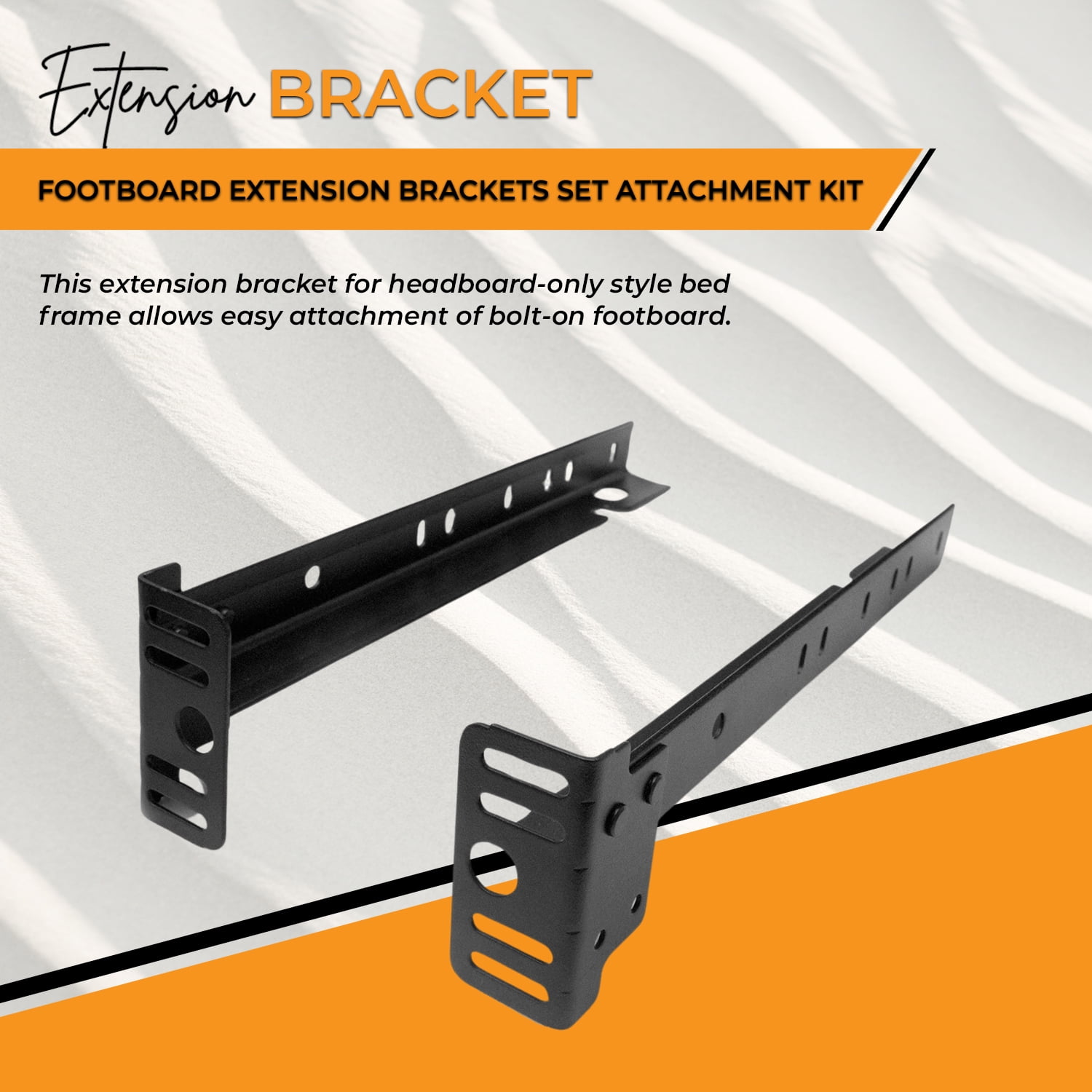 Kings Brand Furniture Bed Frame Footboard Extension Brackets – Set of 2 Metal Brackets for Twin, Full, Queen & King