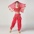 thumbnail image 2 of SERTG Girls Long Sleeve Sequin Top and Cuffed Pants Set Elastic Waist with Accessories Fall Winter Dance Performance Outfit(Hot Pink#2,5-7 Years), 2 of 7