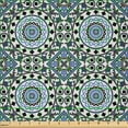 thumbnail image 2 of Ambesonne Orient Fabric by the Yard Microfiber, Mosaic Motifs, 2 Yards, Grey White Blue, 2 of 2