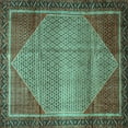 thumbnail image 1 of Ahgly Company Machine Washable Indoor Square Persian Turquoise Blue Traditional Area Rugs, 3' Square, 1 of 4