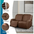 thumbnail image 5 of Loveseat Recliner Slipcover Large Size Oversized - 6 Pieces Stretch Leather Like Recliner Sofa Cover for 2 Seat Dual Reclining Loveseat Couch Furniture Protector (Light Brown), 5 of 7