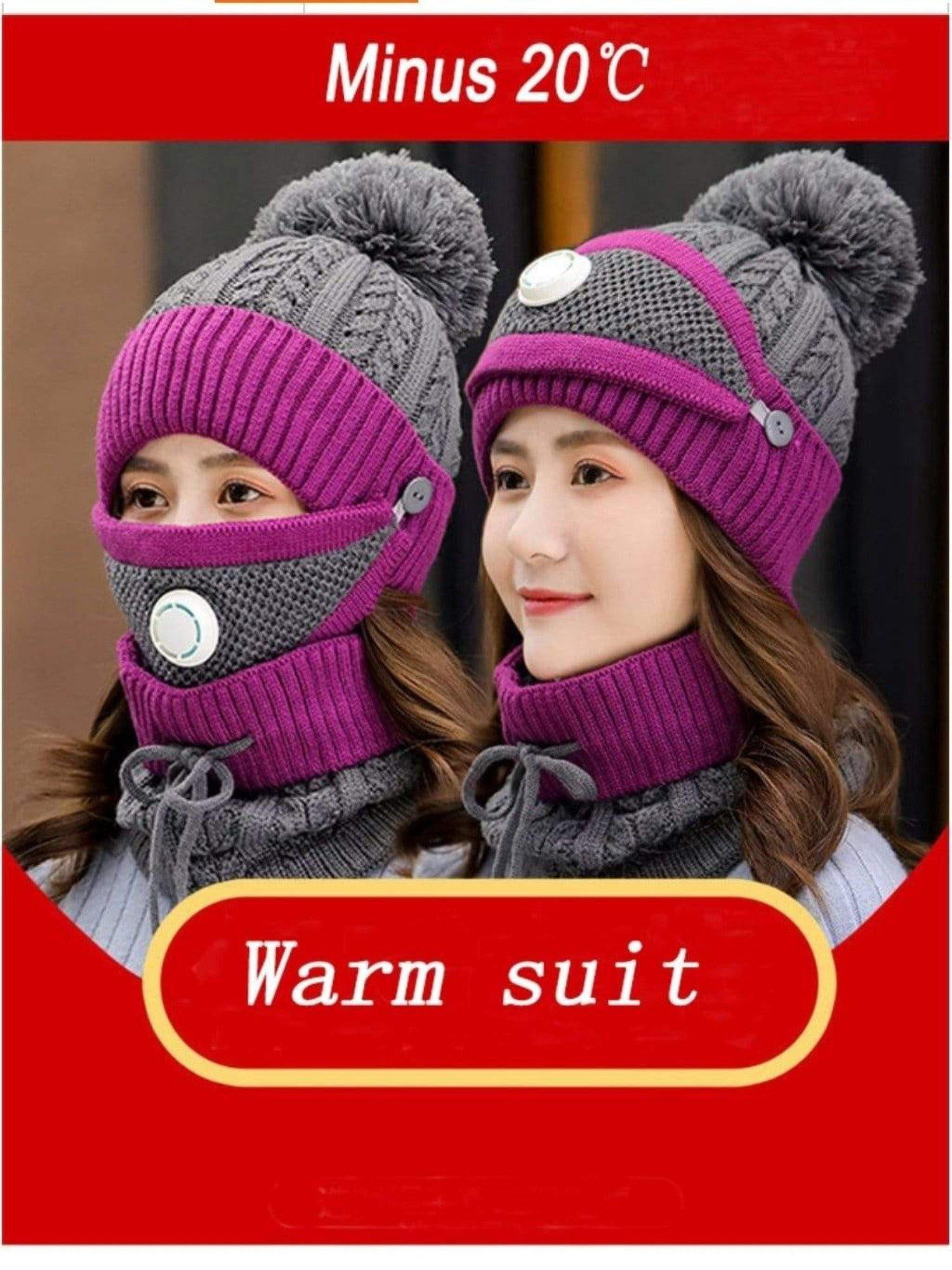 Women 3pcs Winter Hat Set For The Cold Weather