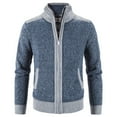 thumbnail image 2 of Lu's Chic Men's Zip Up Cardigan Sweater Full Zipper Long Sleeve Knit Slim Fit Knitwear Tops Pockets Blue 38, 2 of 3