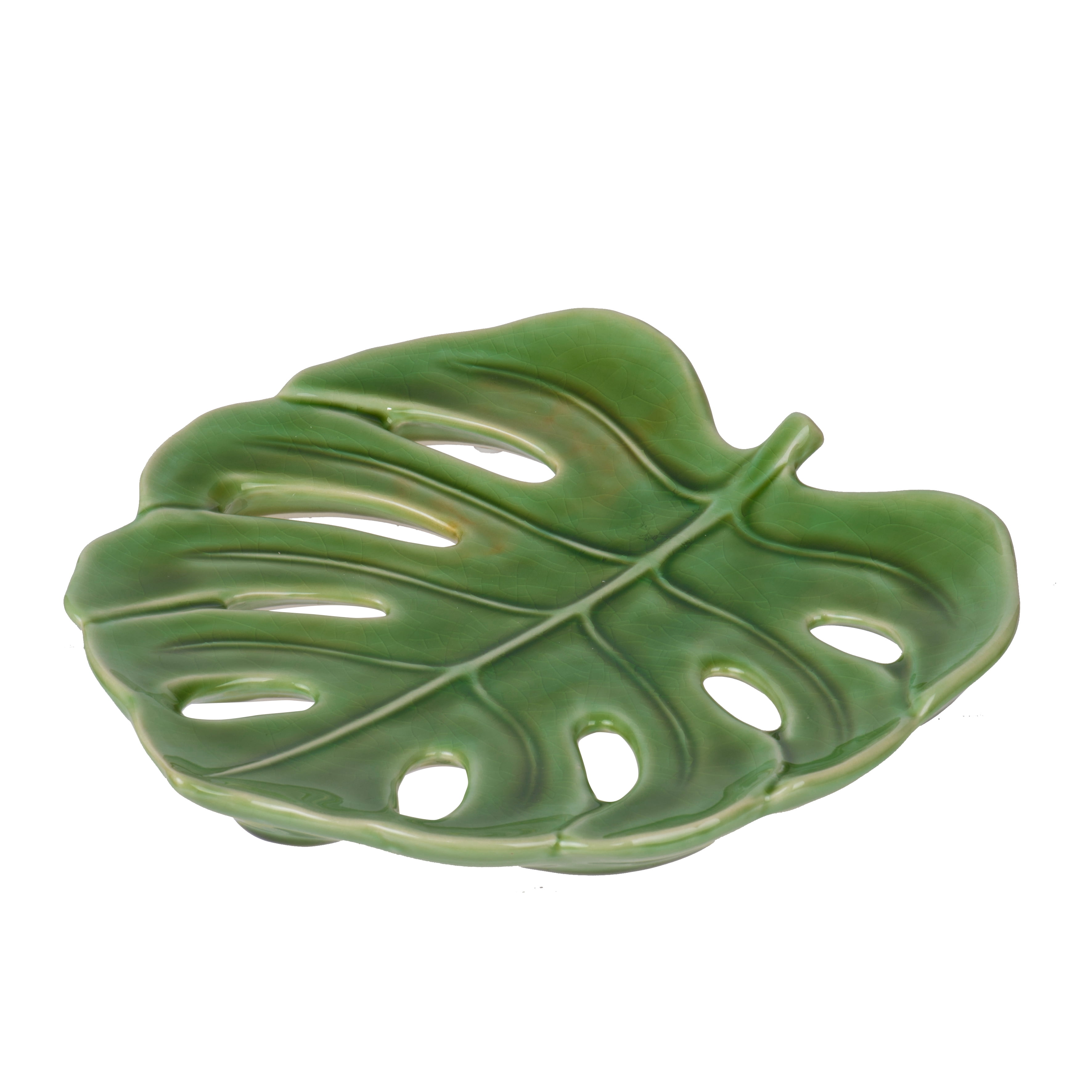 A&B Home Green Leaf Decorative Plate, Small 11x10x1 inch