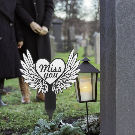 Hemobllo Graveyard Decorations Memorial Cross Stake Resin 1Set