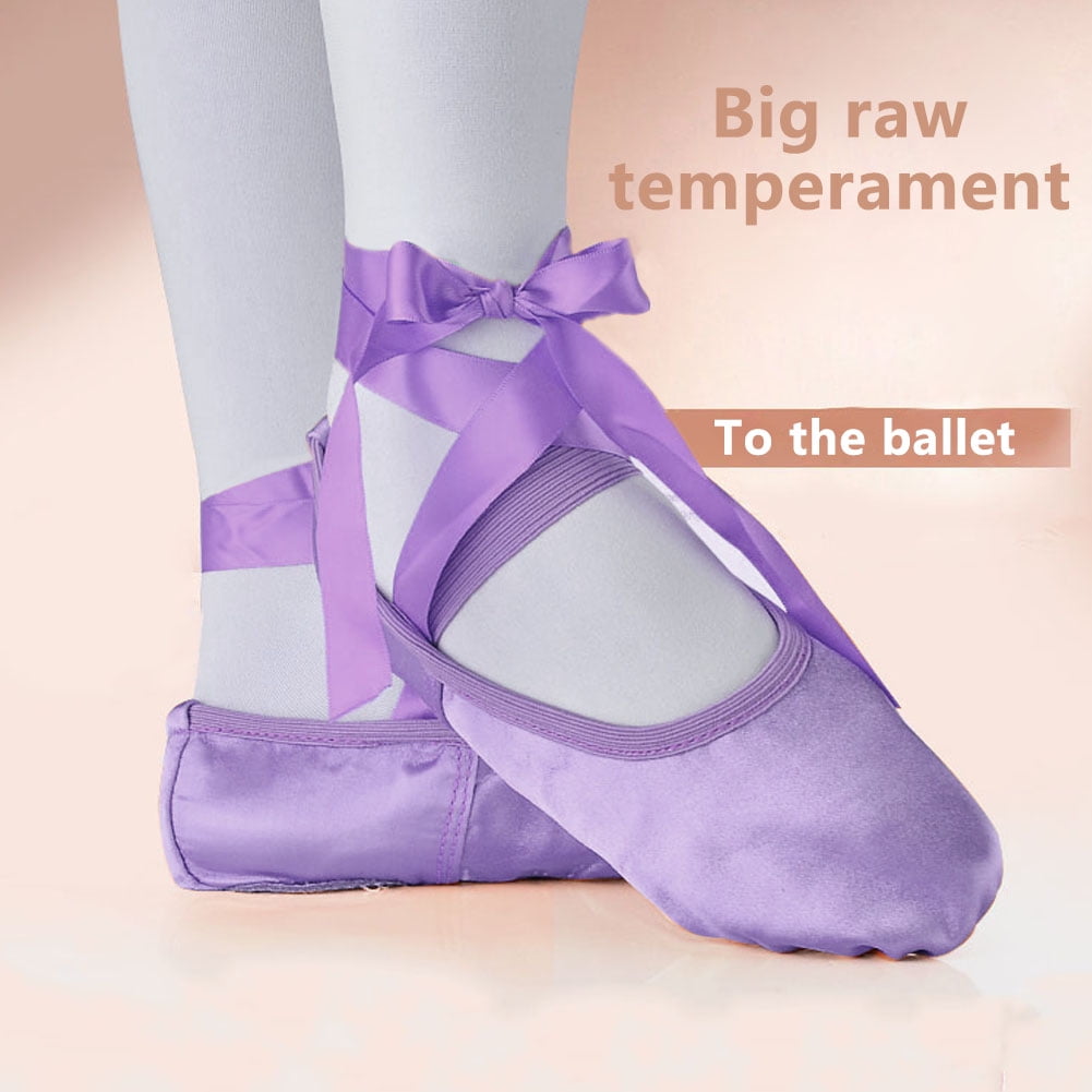 Fortune Children Girls Ballet Shoes Canvas Ballet Dance Shoes Split Suede Sole Soft Flats Shoes Purple Us 12.5c cn 30