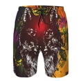 thumbnail image 3 of Susaid Wolf With Wildflowers Print Men's Swim Trunks Hawaiian Bathing Mesh Lining Suit Swimsuits Beach Shorts with Pockets-Small, 3 of 6