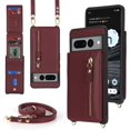 thumbnail image 2 of for Google Pixel 7 pro Case with Card Holder for Women,Pixel 7 pro Phone Case Wallet with Strap Credit Card Slots Crossbody with Kickstand Zipper Case for Pixel7pro - Red Wine, 2 of 13
