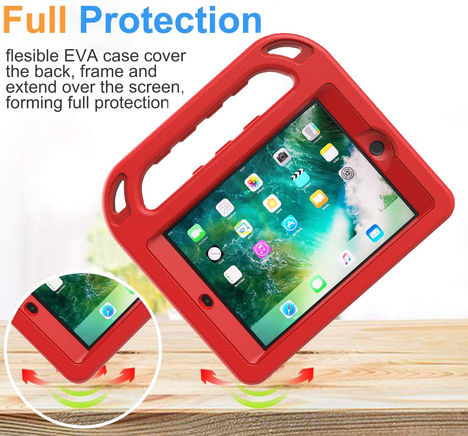 Full Body Rugged Boys Girls Cover for Apple iPad Mini 1st Generation 2nd Gen 3rd Gen 7.9 inch PEPKOO Kids Case for iPad Mini 1 2 3 – Lightweight Flexible Shockproof Pink Blue Folding Handle Stand