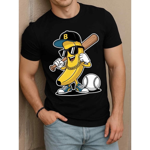 Greenink Banana Baseball Tee Men t shirts black gifts elegant t shirts For summer Fall Daily and weekend wear Funny Unisex Shirt Graphic tshirts