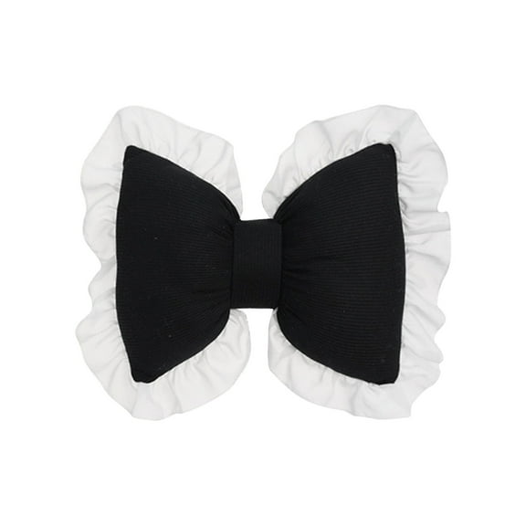 Hoowood Bow Pillow Bowknot Throw Pillow Gingham Plaid Decorative Lumbar Cushion with Ruffles and Soft PP Cotton for Sofa Bed and Car