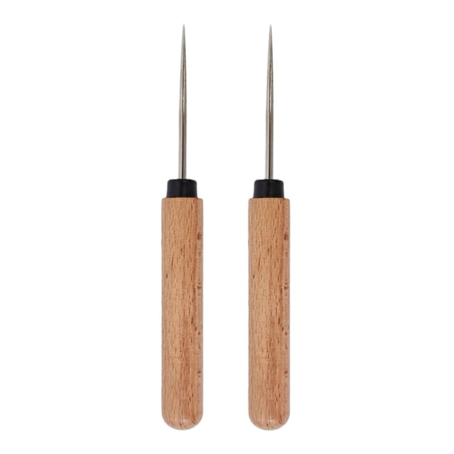 HILABEE 2 Pieces Leather Sewing Awl Needle Compact for Crochet Repairing Making Hole