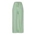 thumbnail image 4 of ClodeEU Women's High Waist Wide Leg Y2K Striped Pants with Drawstring, Long Trousers with Pocket Green,Womens Plus S, 4 of 6