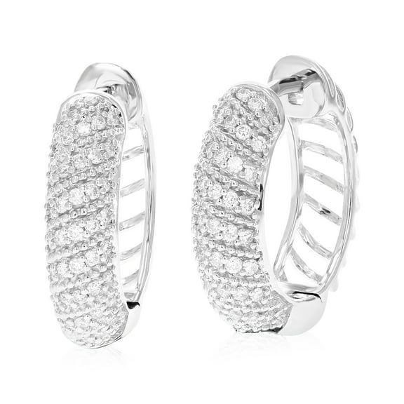 Vir Jewels 1/3 CTTW Lab Grown Diamond Hoops Earrings in Sterling Silver With Hidden Post For Women