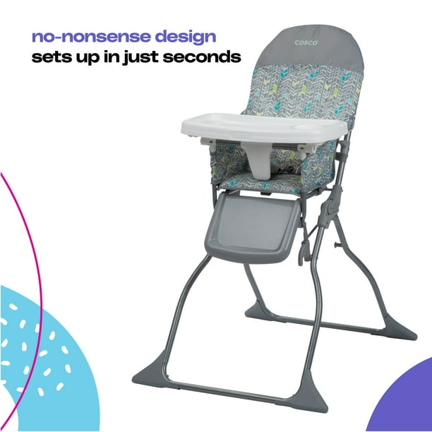 Cosco Kids Simple Fold High Chair, Adjustable Tray, Portable Baby