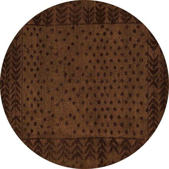 Ahgly Company Indoor Round Abstract Orange Modern Area Rugs, 3' Round