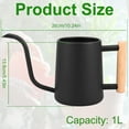thumbnail image 2 of Qenwkxz 35oz/1L Watering Can Small Watering Can Indoor Plants with Wooden Handle Stainless Steel Watering Pot with Long Spout Garden Watering Cans Portable Watering Jug for Houseplant Plants, 2 of 8
