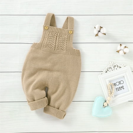 

Hbdhejl Toddler Boys Pants Babys Newborn Infants Girls Solid Color Spring Winter Long Pants Knit Suspender Trousers Clothes Khaki 6-12 Months