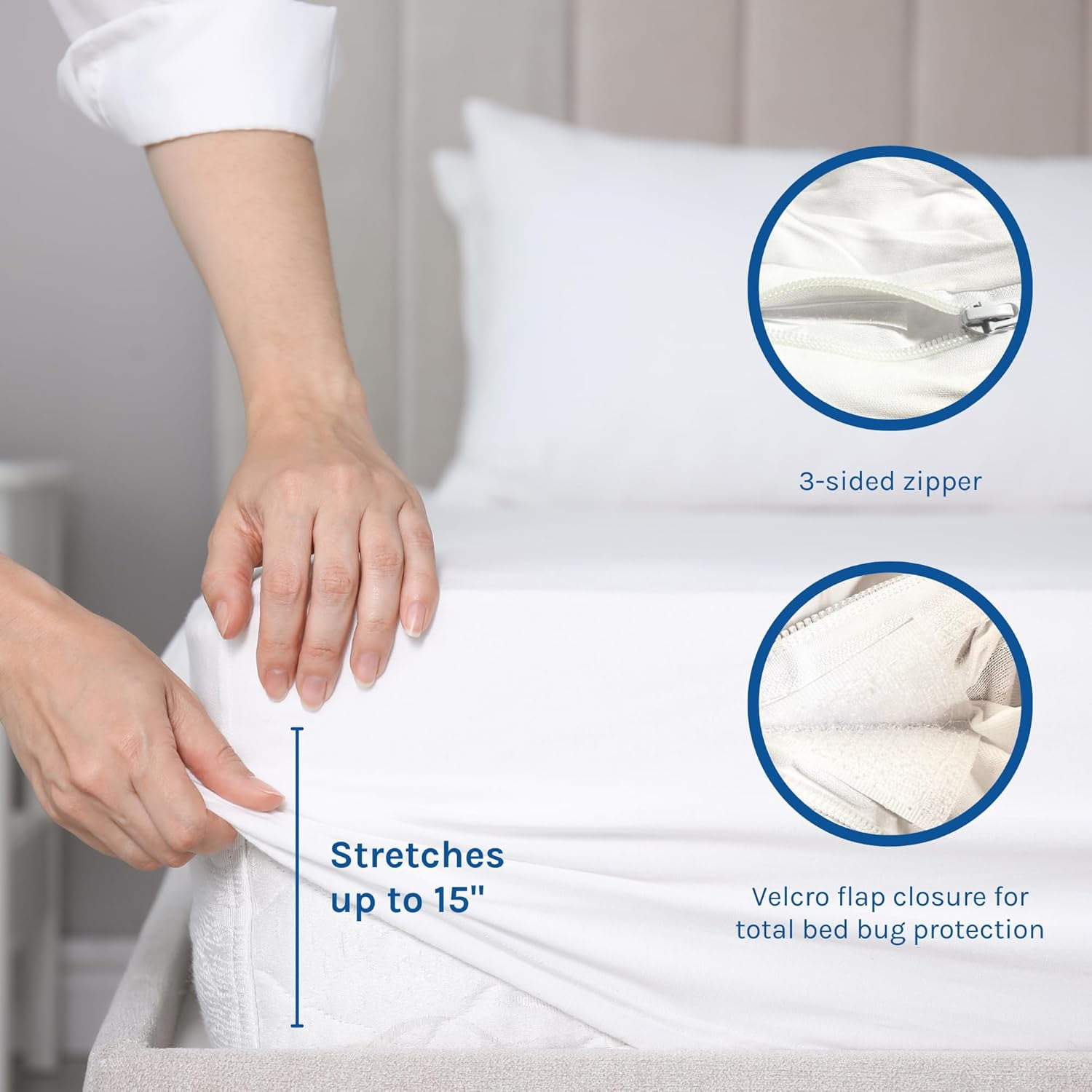 Hygea Natural Luxurious Bed Bug Mattress Protector Cover Zipper Bedding, Waterproof, Twin