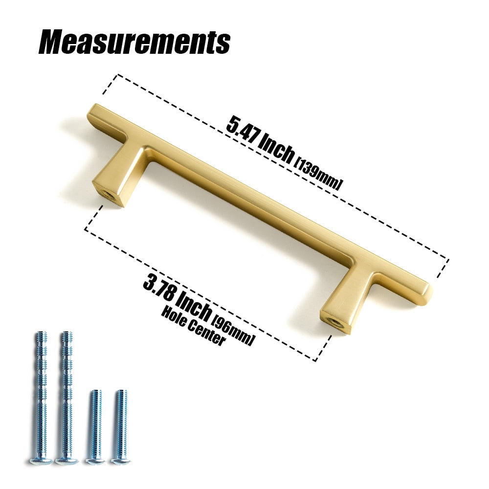 Goo-Ki 12 Pack Light Brushed Brass Cabinet Handles of 3.8''(96mm) Hole Center, Cabinet Pulls for Drawer,Dresser,Cupboard Wardrobe,