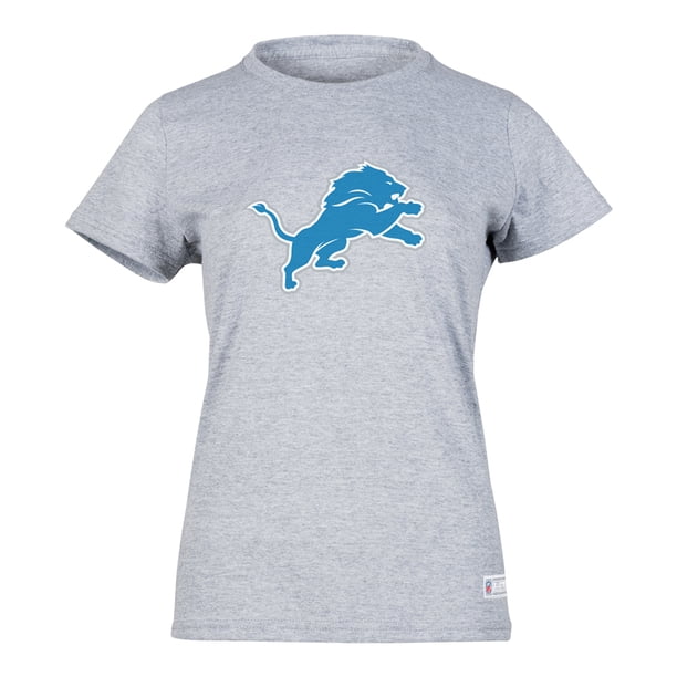 NFL Playera Aficionado Básica Detroit Lions Gris para Mujer, Talla Chica