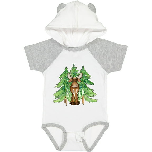 Inktastic Alaska Moose and Trees Boys or Girls Baby Bodysuit