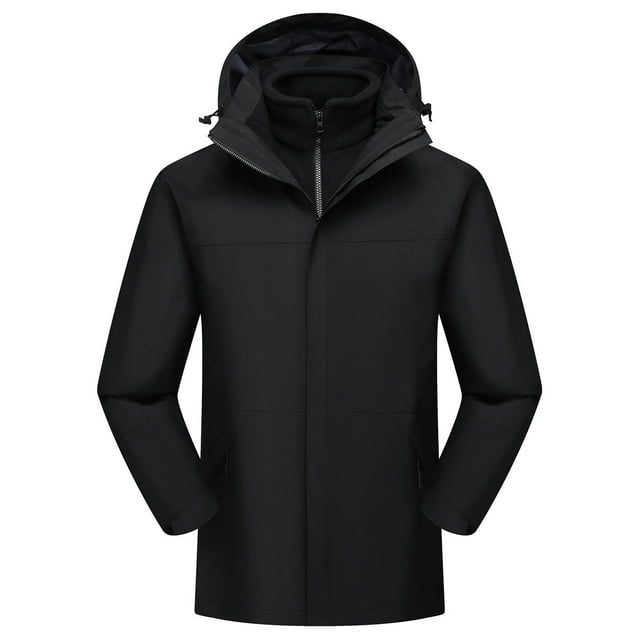 Pisexur Vestes pour Hommes Manteaux Confortables pour Hommes Unisexe à Capuche Manches Longues Patchwork Fermeture Éclair Coquille Rigide Molleton Randonnée Vêtement Manteau Noir,m
