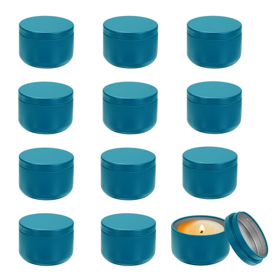 3oz Candle Tins, 12pcs Metal Candle Tins Jars with Lids Round Empty Tin Can Containers Bulk for Storage Tea and Making DIY Arts Crafts Christmas Gifts, Navy Blue
