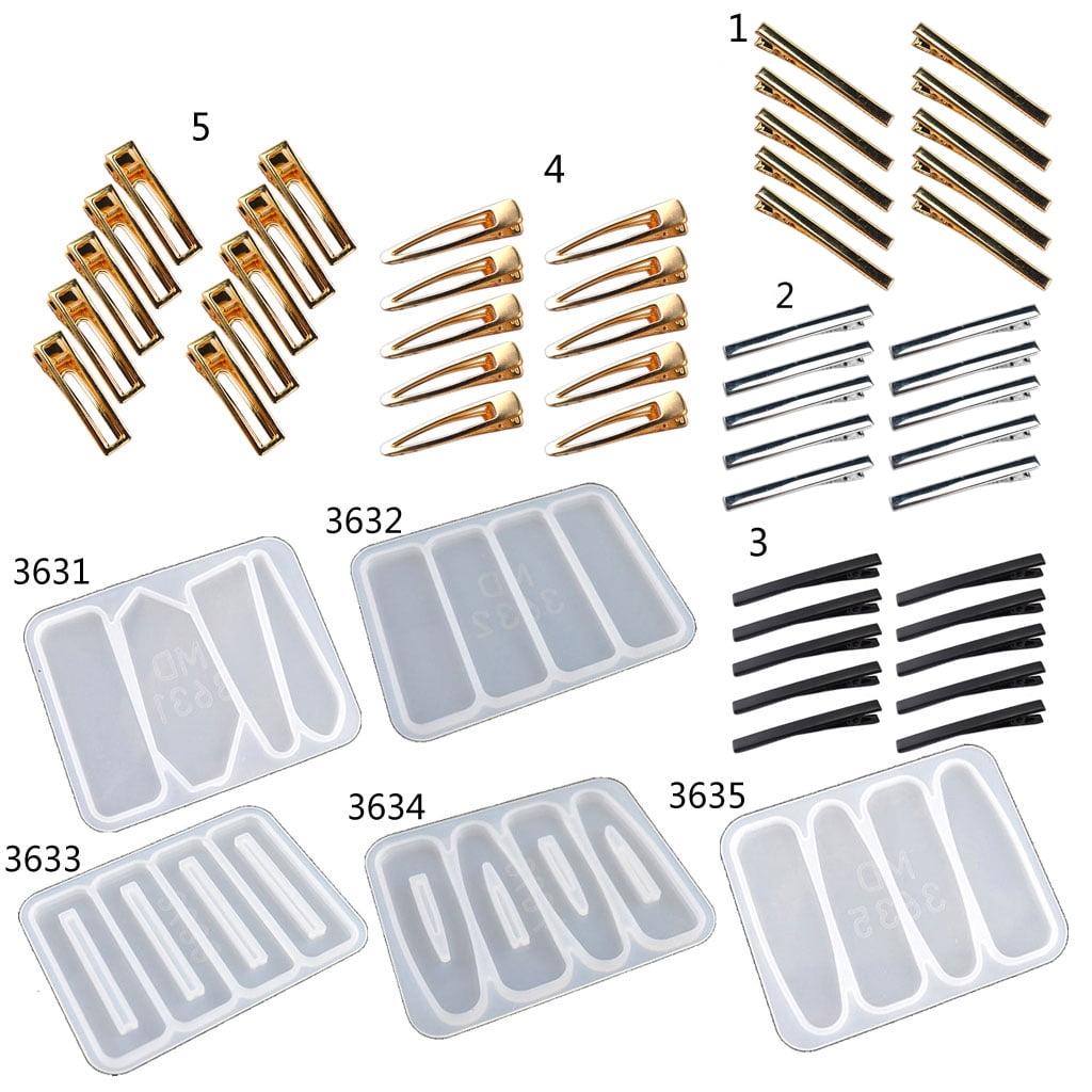 Glossy Silicone Resin Molds Leaves Various Shapes Hairpin Mold Pendant Jewelry Epoxy Resin Crafting Mold
