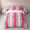 thumbnail image 3 of Homewish Gray Pink Stripe Twin Bedding for Girls, Glitter Stars Bedding Comforter Set, Pink Reversible, 7pcs, 3 of 6