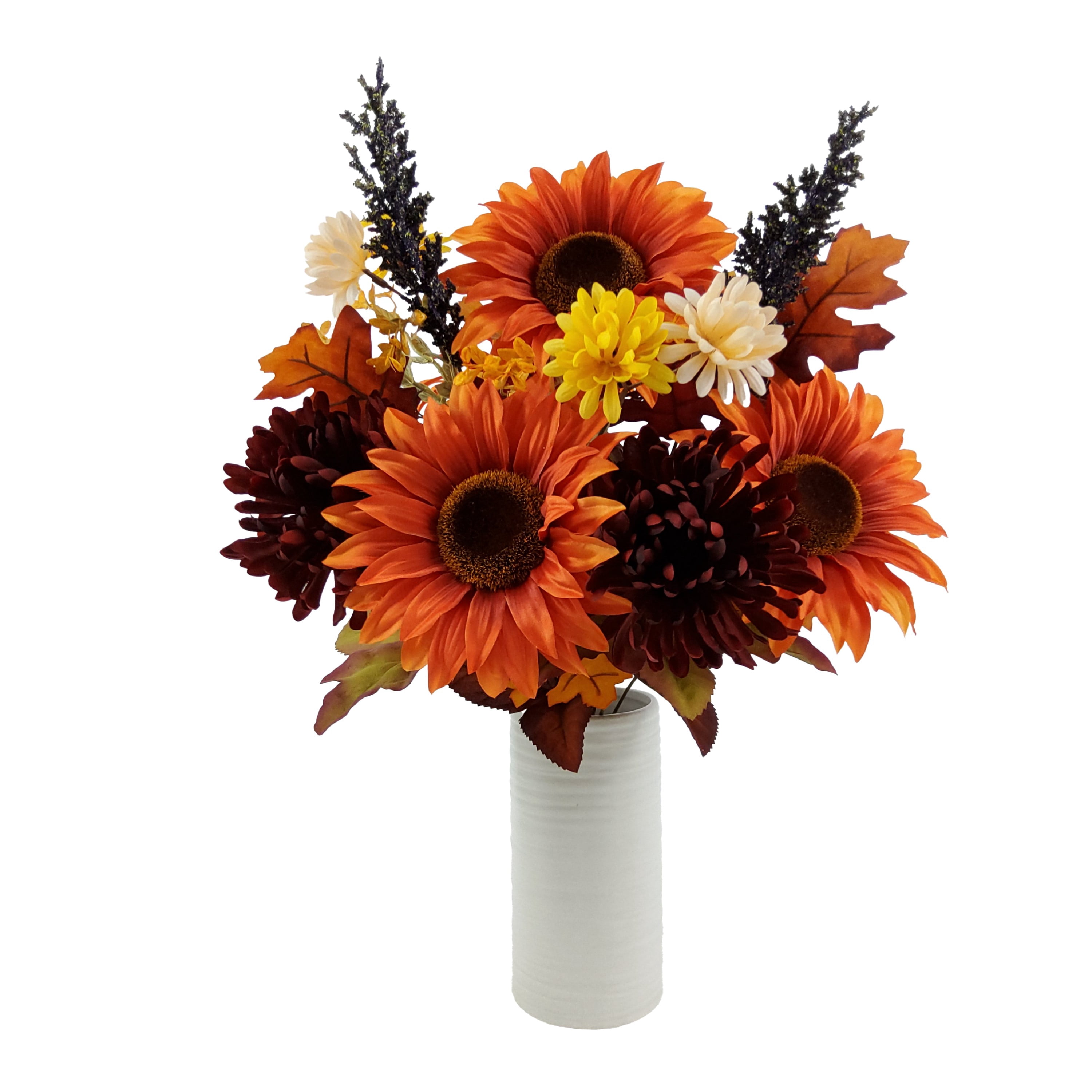 Mainstays 18.5in Indoor Artificial Orange Sunflower and Mum Bouquet.