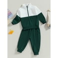 thumbnail image 3 of ZAXARRA Toddler Girl Boy Fall Clothes Contrast Color Long Sleeve Half Zipper Tops Elastic Waist Pants 2Pcs Outfit, 3 of 8