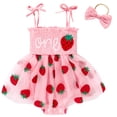 thumbnail image 4 of ZEHJUHAN Baby Girl's Birthday Sleeveless Printed Mesh Tutu Romper with Bow Headband, Letter & Ruffle Detail Pink2，12-18M, 4 of 10