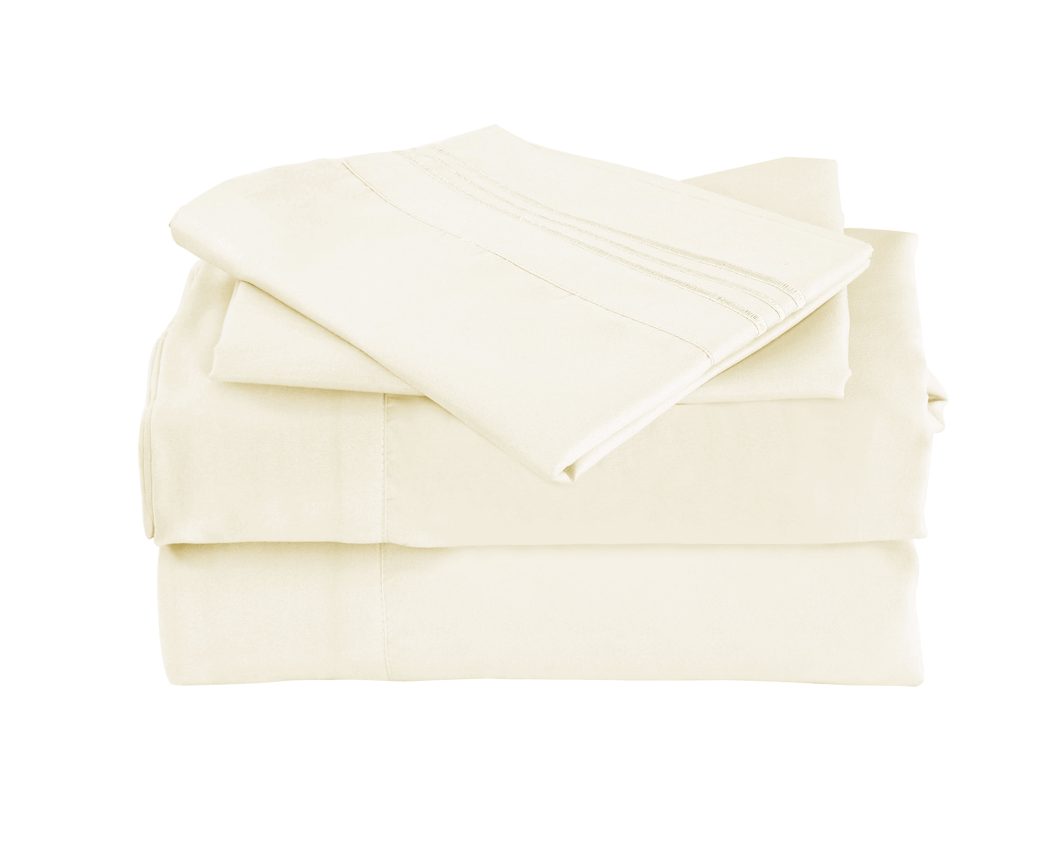 2 Pillow Cases Pure Cotton 500TC per 10cm2 Plain Ivory 50x75cm Oversize 