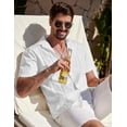 thumbnail image 3 of COOFANDY Men's Cuban Guayabera Shirt Summer Beach Vacation Shirt Casual Short Sleeve Button Down Resort Wear, 3 of 5