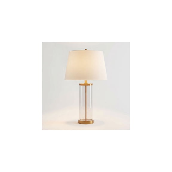 360 Lighting Coastal Table Lamp 26" High Glass Cylinder Gold Fillable White Drum Shade for Living Room Family Bedroom Bedside Nightstand