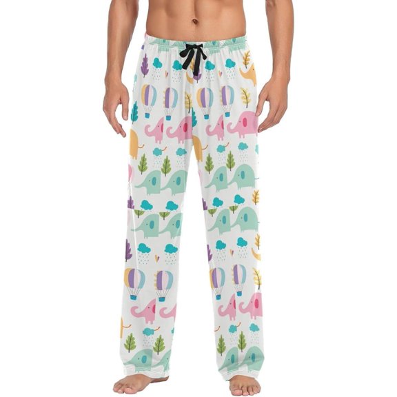 GZHJMY Elephant Pajama Pants for Men, Lounge Pants Lightweight Men Pajama Bottoms with Drawstring Pockets, Christmas New Year Birthday Gifts, Large