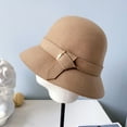 thumbnail image 4 of CoCopeaunt Autumn And Winter Wool Felt Hat, Female Art Metal Buckle Top Hat, Pure-Color Antique Basin Hat, Wool Fashion Hat Tide, 4 of 6