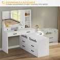 thumbnail image 3 of Vanity Desk with Mirror and Lights, RGB Makeup Vanity Table Set with 10 Drawers and 4 Storage Shelves, 3 Lighting Modes Adjustable, Large Makeup Dressing Table with Charging Station,, 3 of 13