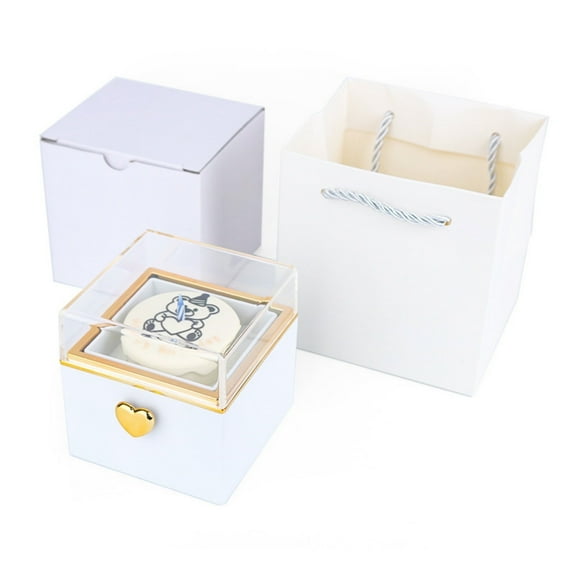 SHANLIDA Ring/Necklace Packaging Box, Invisible Rotating Jewelry Gift Box, Suitable for Surprising Romantic Proposals, Valentine's Day, Birthday, Anniversary, White