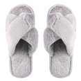 thumbnail image 1 of EeaseMX 1 par de pantuflas cálidas de felpa cruzadas con punta abierta para otoño e invierno, 1 of 7