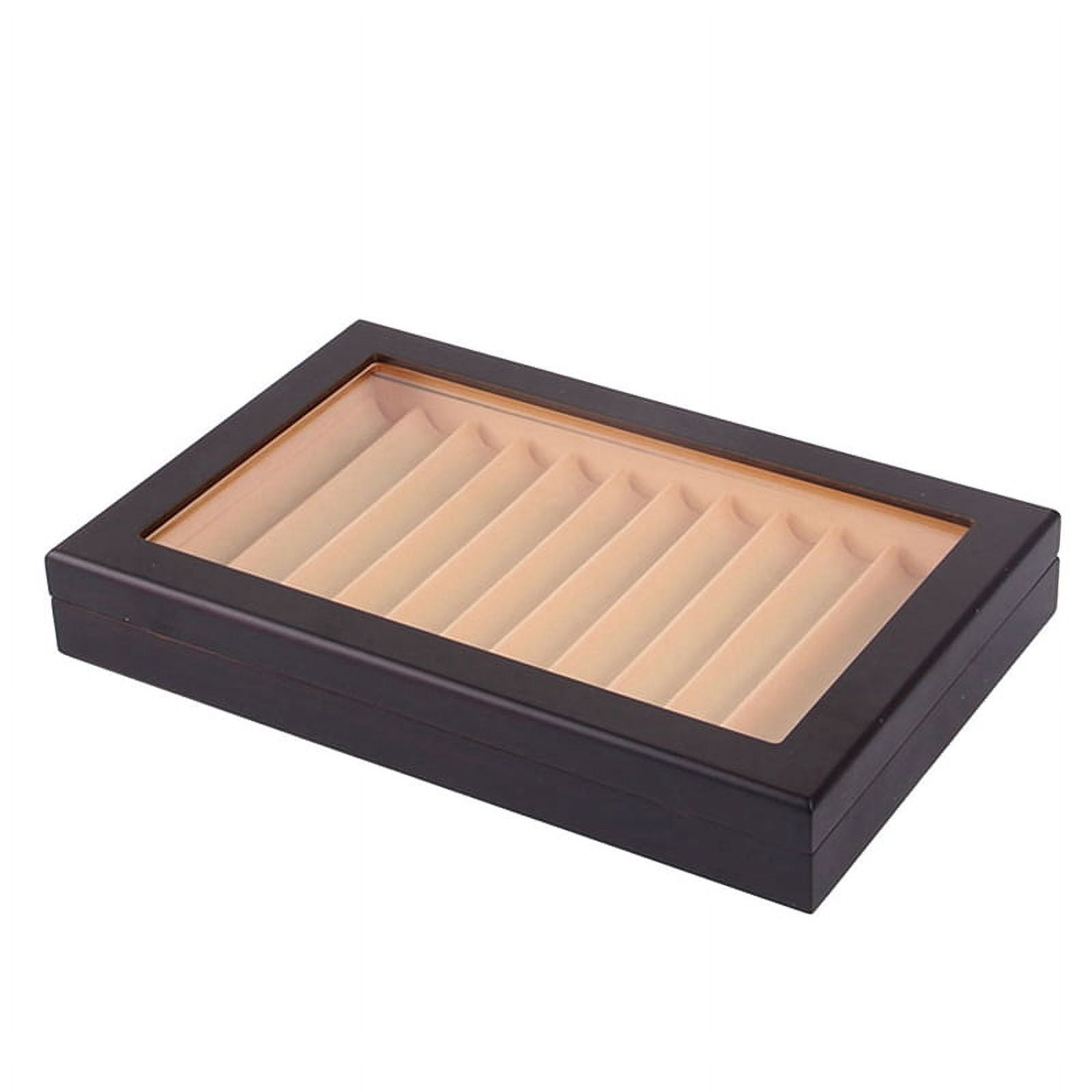 2X 12 Grid Wooden Pen Display Case Storage Luxury Fountain Case Transparent Window Pen Box-Collection Organizer Ebony