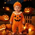 thumbnail image 2 of Baby Infant Pumpkin Onesie Halloween One Piece Jumpsuits Ruffles Neck Cute, 2 of 8